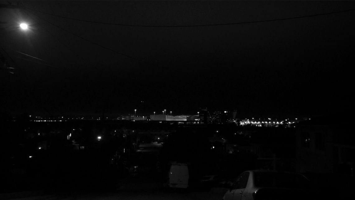 San Bruno at night, city lights scattered in the dark